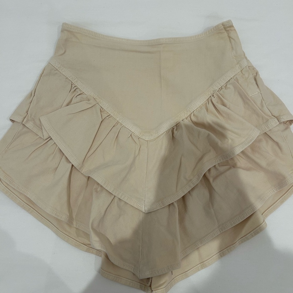 Mother denim ruffled mini skirt beige size 24